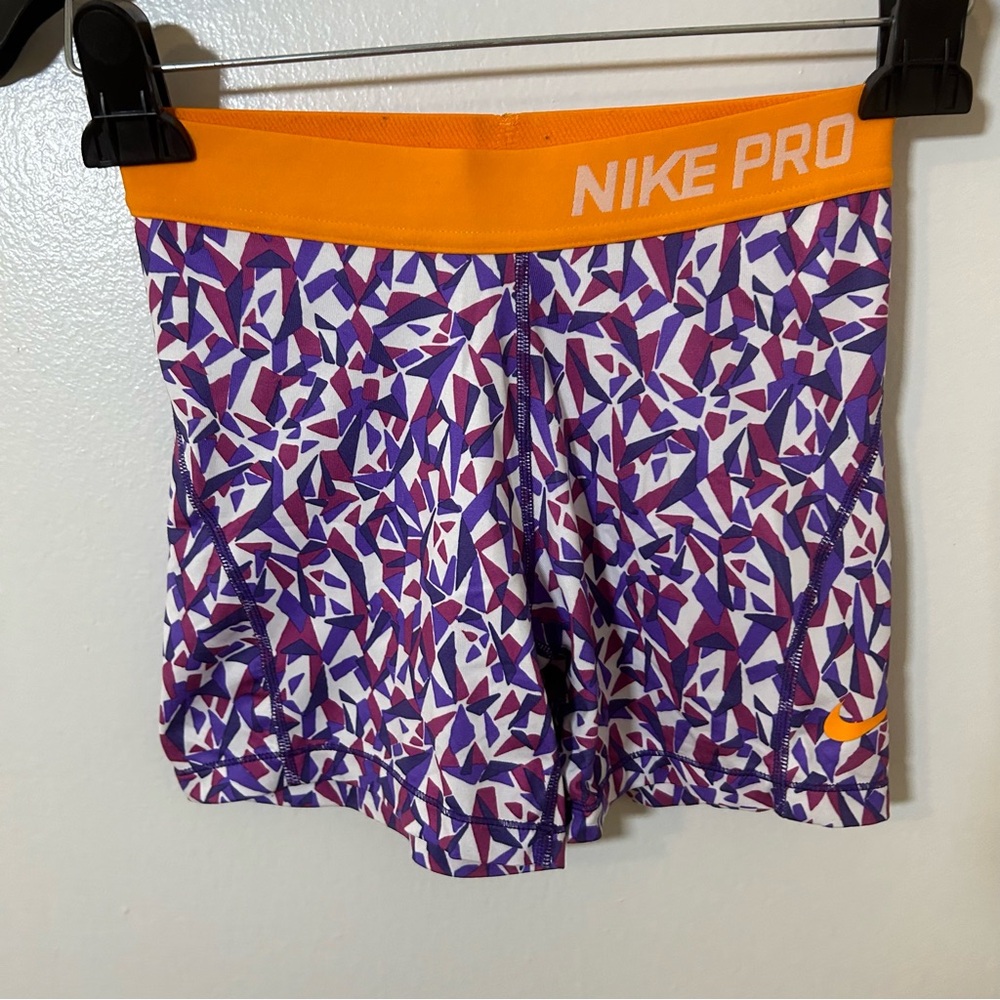 Nike Pro Dri Fit geometric multicolor biker shorts